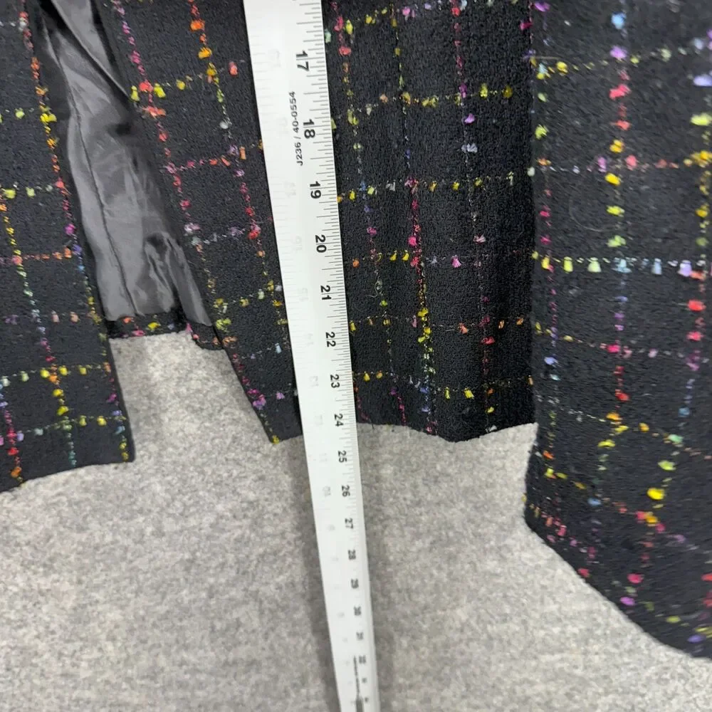 Studio I Blazer Women 12P Petite Black Plaid Open Front Long Sleeve Lined Casual - Picture 6 of 7